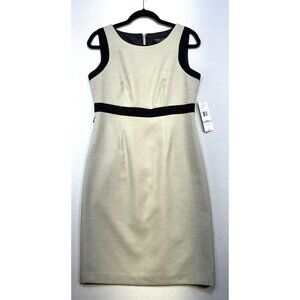 Evan Picone Black Label Womens Dress Size 6 Khaki & Black Sleeveless Career Offi